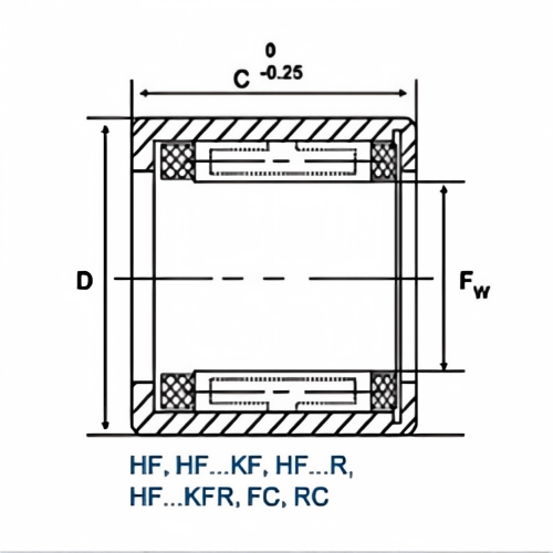 KET Precision Bearings HF_Series_One-Way_Needle_Bearings_drawing